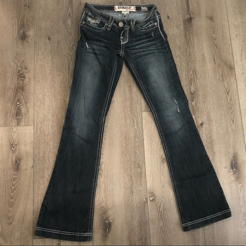 Hydraulic boot cut bling jeans